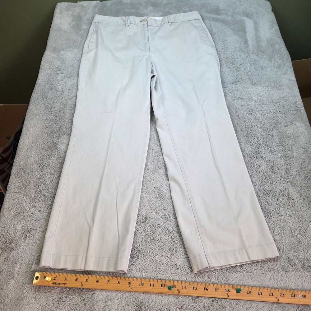 Talbots Straight Leg Chino Pants Womens Sz 14 Stretch Cotton Career Khaki Beige